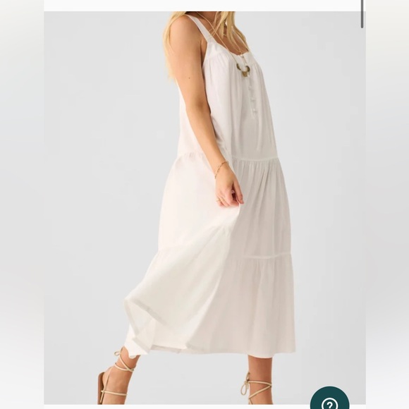 Faherty Marina Seersucker Dress in White Organic Cotton - Picture 3 of 8